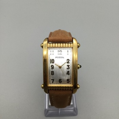 Fossil Men Watch 24mm Silver Dial Gold Tone Brown Leather TM  display picture 2