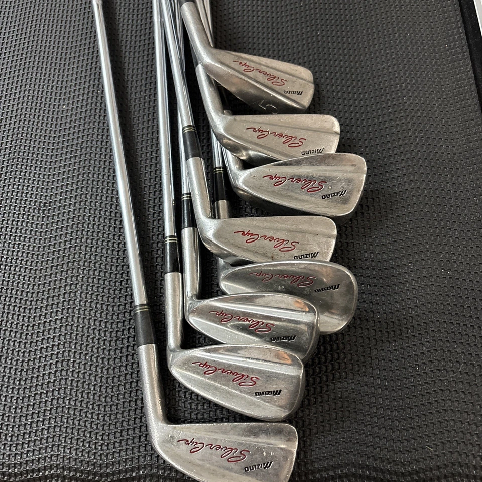 Set of 8 MIZUNO Silver Cup Blade Golf Irons 3,5,6,7,8,9, PW&SW - RH Red Letters - Image 4 of 4