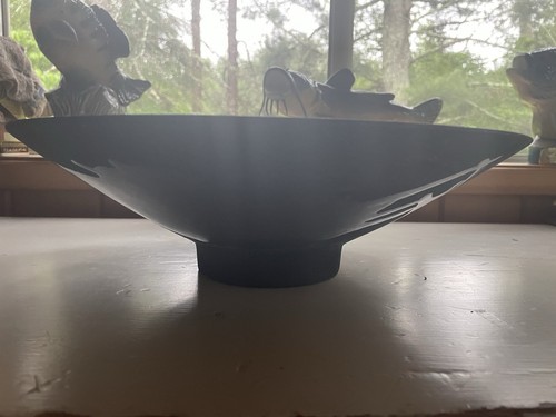 XL 14” Haeger Raku Pottery Pedestal Console Bowl #3295 Lava Drip Glaze 1985 - Picture 3 of 10