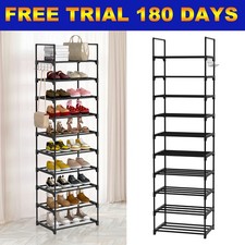 2026 Narrow Shoe Rack Shoe Shelf Tall Slim Footwear Storage Organizer 10 Tier