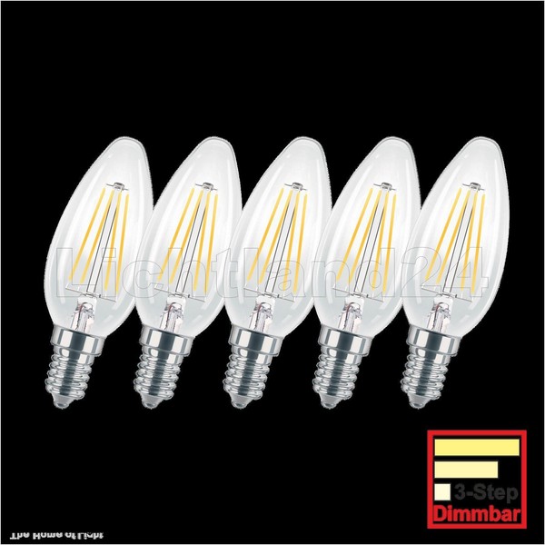 5Er Pack E14 Led Filament Kerze 3-Step-Dimmbar C35 - 4W (= 60W) 2700K Warmweiß-image