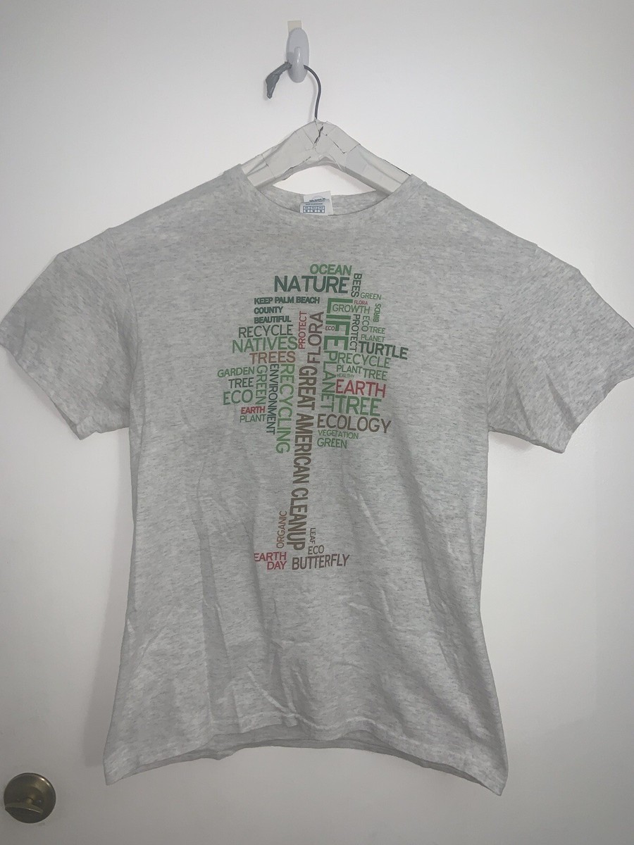 Vintage Earth Day Palm Beach County Gray Nature T Shirt Size
