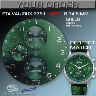 WHITE DIAL Chronograph Movement Eta Valjoux 7751 7761 SWISS MADE ø 30