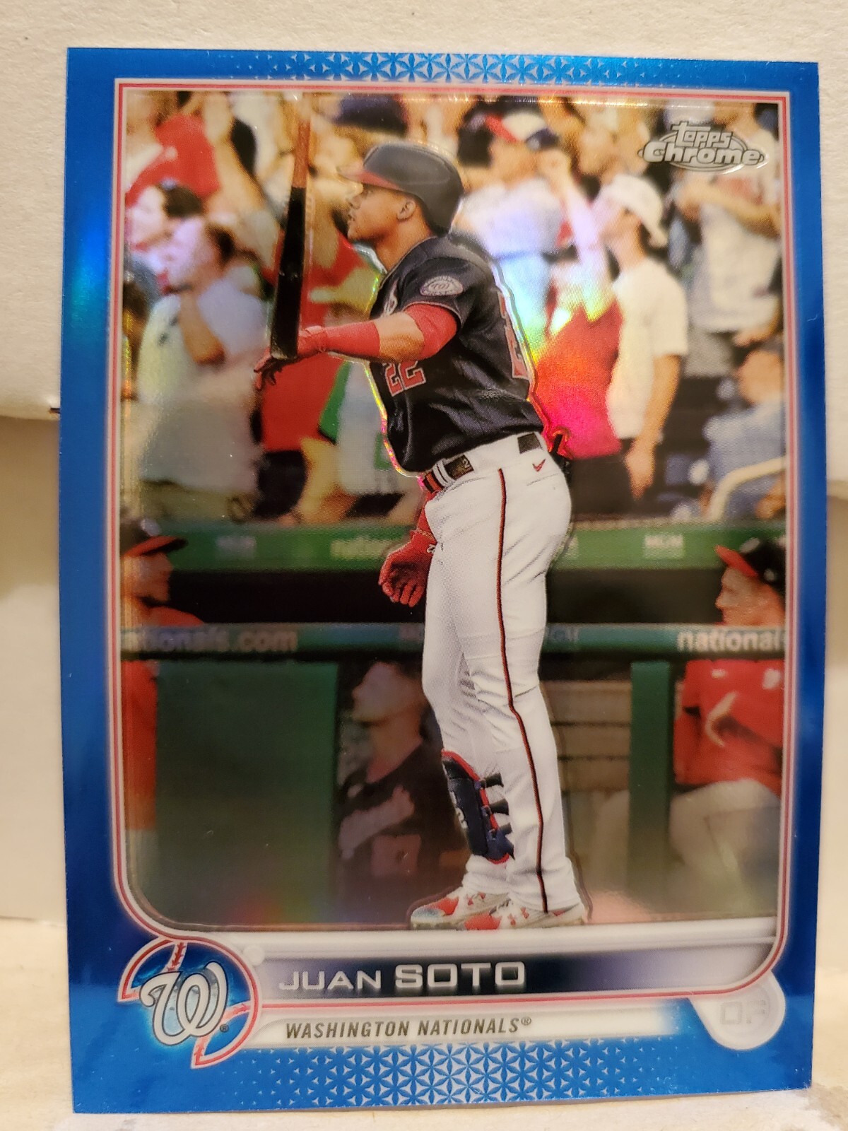 Juan Soto 2022 Topps Chrome #129 Blue Refractor /150 SP Nationals