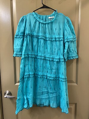 isabel marant etoile cotton dress isabel marant etoile cotton green ruffle dress sz 36 (item A61)