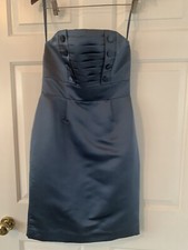 Marc Jacobs Teal Blue Silk Strapless Button Dress size 2
