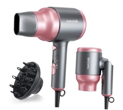 Wavytalk Portable Hair Dryer with Diffuser, Foldable Mini Hair
