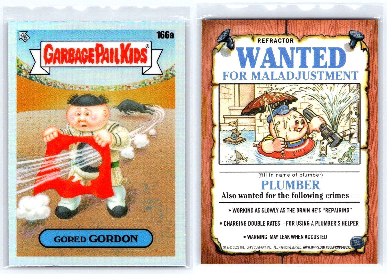 Garbage Pail Kids Chrome Series 4 Gored Gordon 166a Refractor Foil Card 2021 NM+