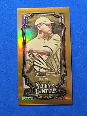 2024 Babe Ruth /50 Topps Allen & Ginter #198 Gold Refractor Mini