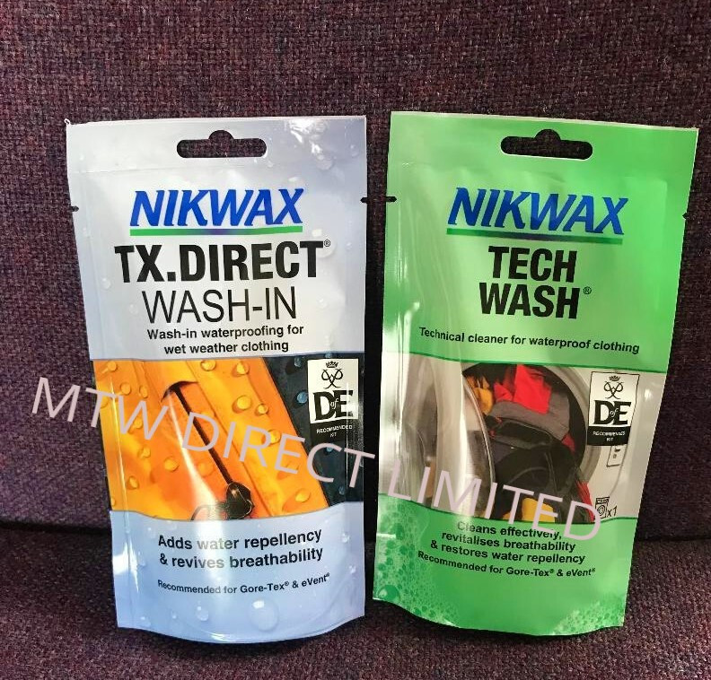 Nikwax Tech Wash TX Direct POUCH Twin Pack Cleaning Waterproof