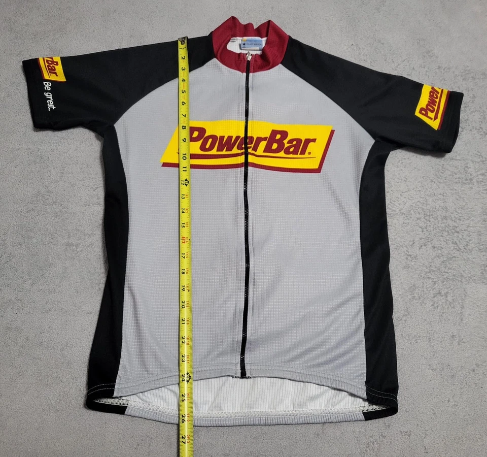 Jersey de Ciclismo Sqaudra Adulto Grande Gris Power Bar Cremallera Completa Poliéster Hecho en EE. UU. Foto 3 de 4