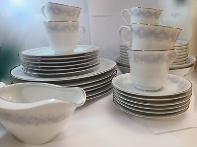 Discontinued Royal M Japanese Dinnerware Daen (Dawn) Mist M170 Set (30 Pieces)