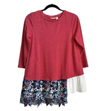 LOGO Lounge by Lori Goldstein Top Size XS Floral Lagenlook Beach Resort EUC