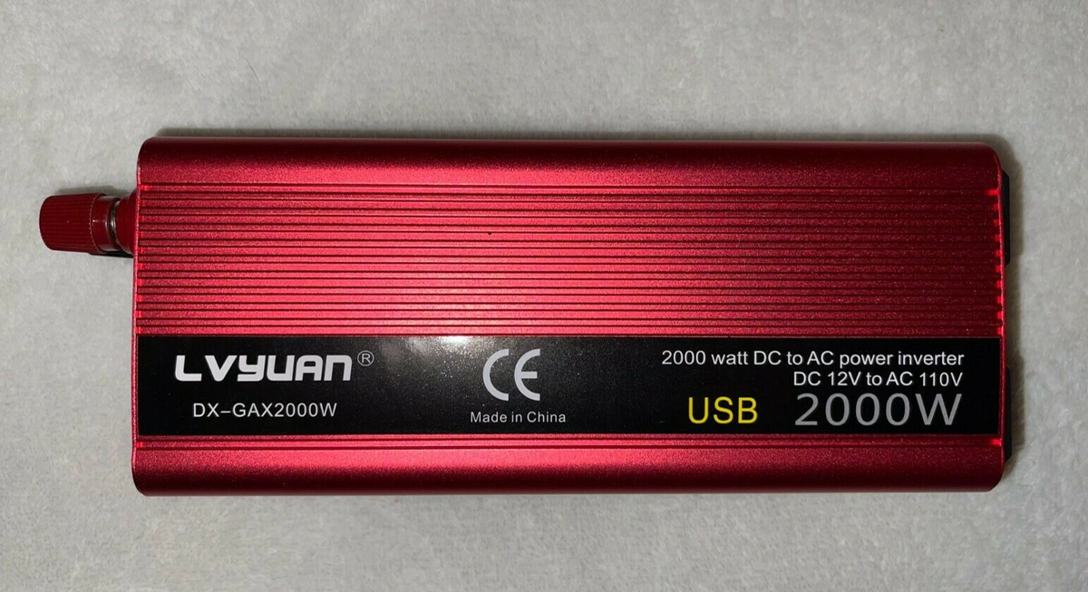 Lvyuan DX-GAX 2000W Red Dual AC Output DC To AC USB Car Vehicle 