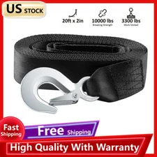 Heavy Duty Tow Boat Trailer Winch Strap with Snap Hook 2" x 20' 10,000 lbs Rope