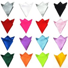 Men Satin Solid Plain Color Wedding Party Hanky Pocket Square Handkerchief YY010