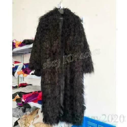 Womens Faux Mongolian Lamb Sheep Fur Coat Long Hair Overcoat Outwear Warm Jacket - Image 4 of 4