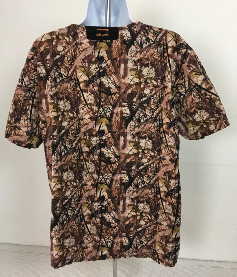 Couture Womens Scrub Top Size M Brown Beige Camouflage 1 Front Pocket V neck - Image 4 of 4