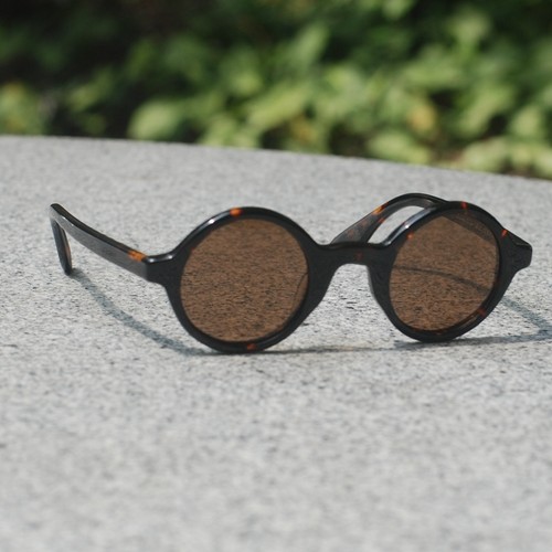 Men Round light amber sunglass brown polarized sunglasses Johnny Depp glasses - Picture 5 of 10