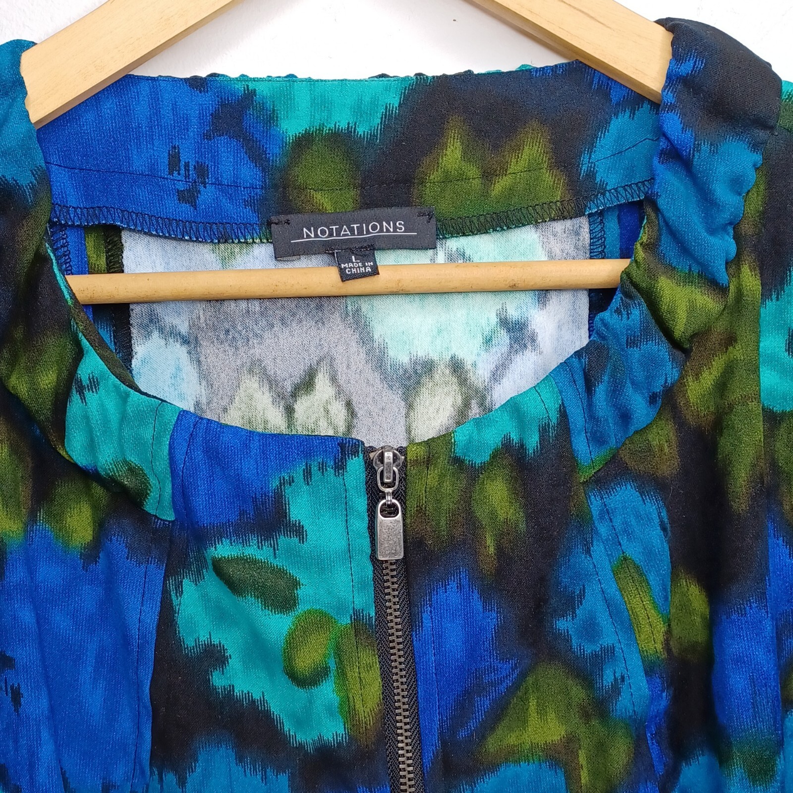 Notations Abstract Bomber Jacket Blues Greens Wom… - image 2