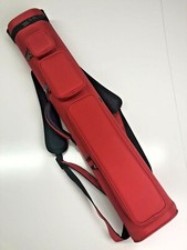 J J 4x8 All Red Duranylon 4 Butt 8 Shaft Pool Cue Case W/ Back Pack Strap