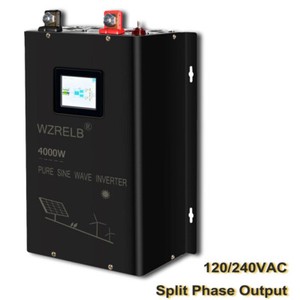 Pure Sine Wave Inverter 4000W 24V to 120V 240V Split Phase Output Solar Home RV