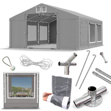 Lagerzelt 4x6 Moskitonetz Werkstattzelt Zelthalle Garagenzelt 6x4 grau PVC SP