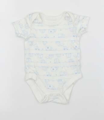 TU Baby weißer Baumwollmischung Strampler Größe 0-3 Monate Druckknopf