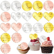 18 Pcs Happy Mothers Day Cupcake Toppers Acrylic Mirror Disc Cupcake Toppers ...