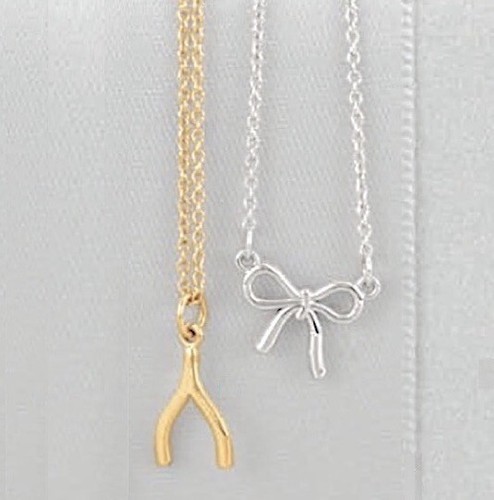 Collar Wishbone Make A Wish Pequeño Elegante Oro Amarillo 18K Vermeil Plata Esterlina - Imagen 2 de 10