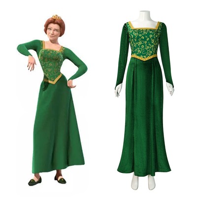 Prinzessin Fiona Kostüm Damen Karneval Fasching Halloween Cosplay Lange Kleid