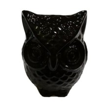 Black Ceramic Owl Coin Bank High-gloss 5" Tall New with Tags Christmas Gift