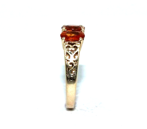 Mujer / 9ct 9 Quilates Oro Amarillo Anillo Trilogy Set Con Citrinos, GB TAMAÑO S - Imagen 4 de 8