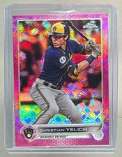 Christian Yelich 2022 Topps Chrome Logofractor #106 Pink Refractor /199