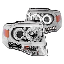 For Ford Expedition 07-14 Headlights Driver Passenger Side Chrome Ccfl Halo