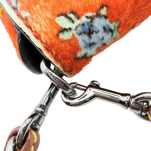 COACH 1941 Dinky 24 Turnlock Calf Hair Leather Shoulder Chain Bag Red Floral - Photo 13/19