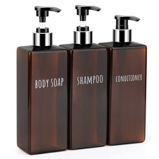 Segbeauty Shampoo and Conditioner Dispenser, 3 Packs 16.9oz Dark Amber
