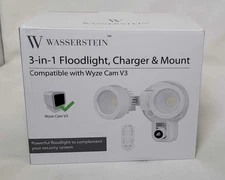 Wasserstein 3-in-1 Floodlight w/Charger & Mount White Wyze Cam V3 Motion Sensor