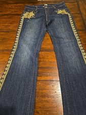 Cache Embroidered Women Jeans Size 8 Bootcut