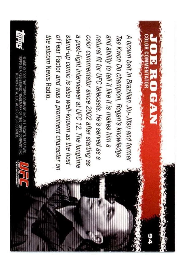 JOE ROGAN 2009 TOPPS UFC (FIRST YEAR) #94 ROOKIE CARD RC T6112 - Image 2 of 2