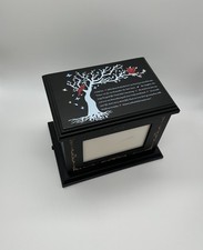 Memorial Tree of Life Cremation Urn Box   Black Wood Keepsake