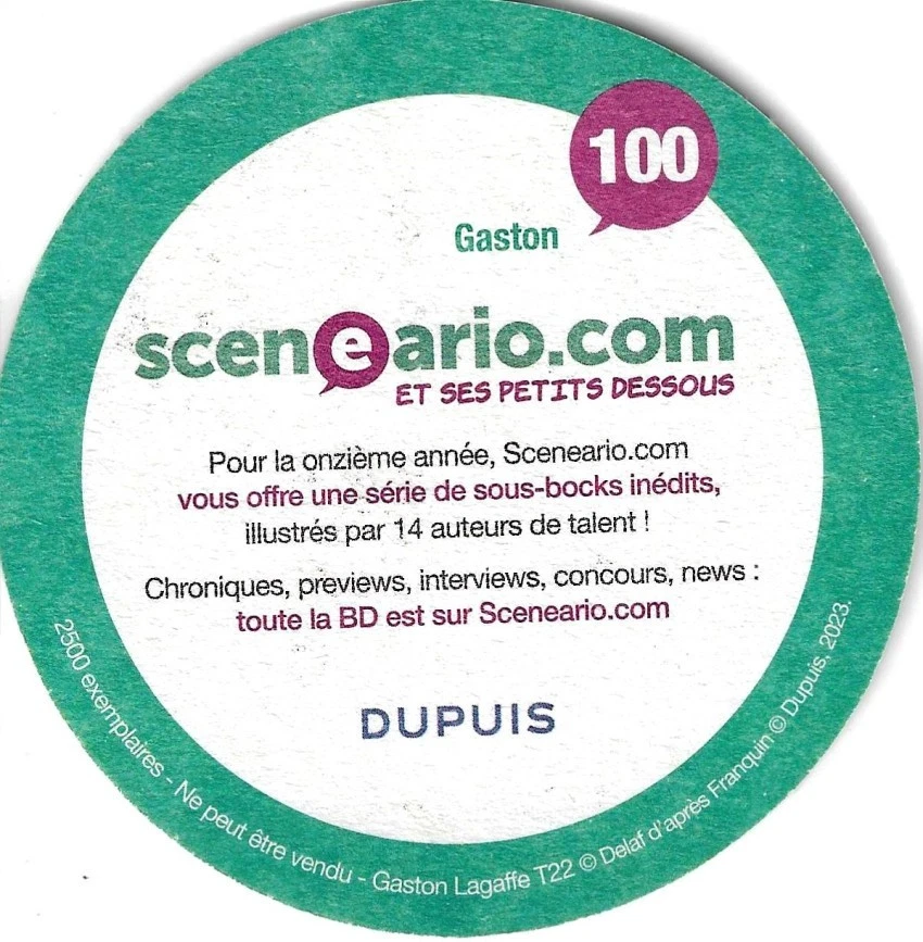 Gaston - Faites gaffe ! - Delaf - Dupuis - Sous-bock 100 - Série limitée - Image 2 of 2