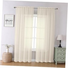 Sheer Curtains 84 Inches Long 2 Panels Set, 42"W x 84"L Pack of 2 Cream