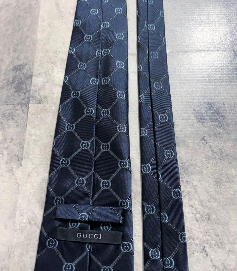 Gucci Navy Interlocking Pattern Jacquard Silk Tie… - image 6