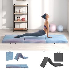 6FT Tri-Fold Gymnastics Mat, 2" Thick Crash Mat with Carry Strap Handles