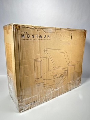 Victrola Montauk 3-Speed Bluetooth Turntable Record Player Walnut Speakers Set