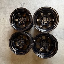 Used 15x8 Vors TR7 4x100/4x114.3 0 73.1 Gloss Black Wheels set(4)