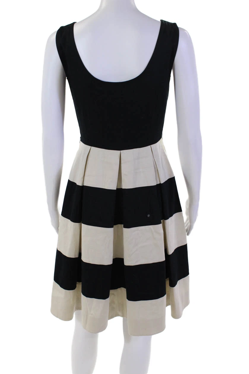Abito donna Kate Spade New York cotone a righe zip aderente + svasato nero taglia 2