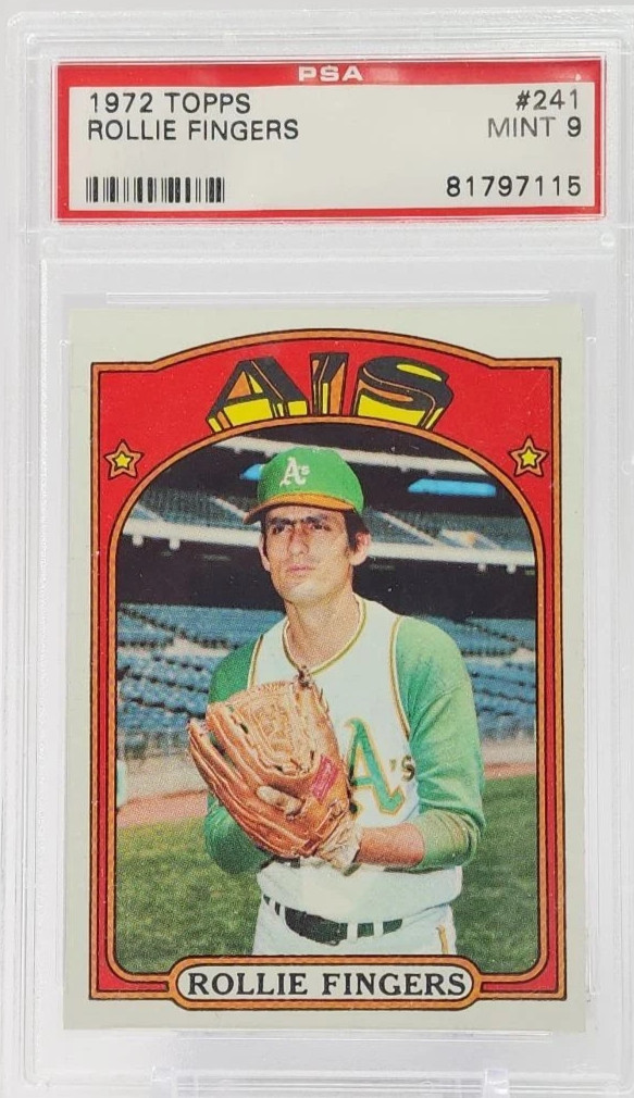 1972 Topps Baseball Cards #241 Rollie Fingers HOF Oakland A's PSA 9 Mint