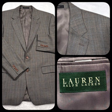 Lauren Ralph Lauren Sport Coat Blazer Jacket Mens 42 R Grayish Houndstooth WOOL